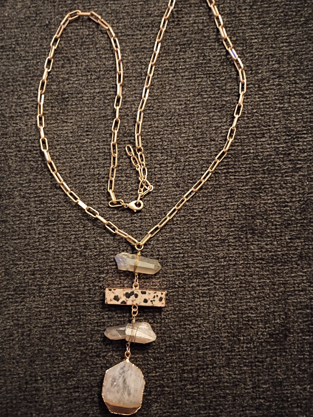 Gold Chain Necklace with Raw Crystal Pendant